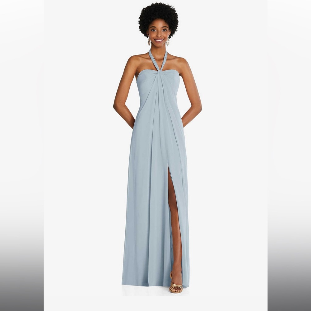 Dessy Collection Draped Chiffon Grecian Column Gown with Convertible Straps